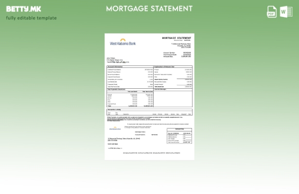 модерен стил Извод за хипотека на банката во САД Западна Алабама во шаблон за фо